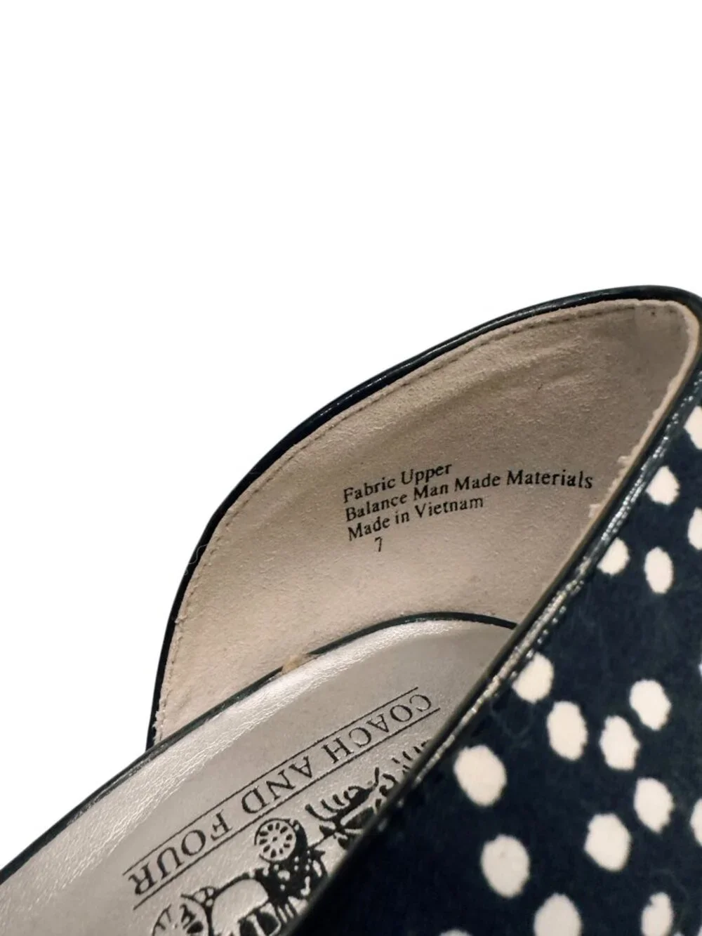 Coach and Four Women's Black White Polka Dot Peep Toe Heels Bow Size 7
